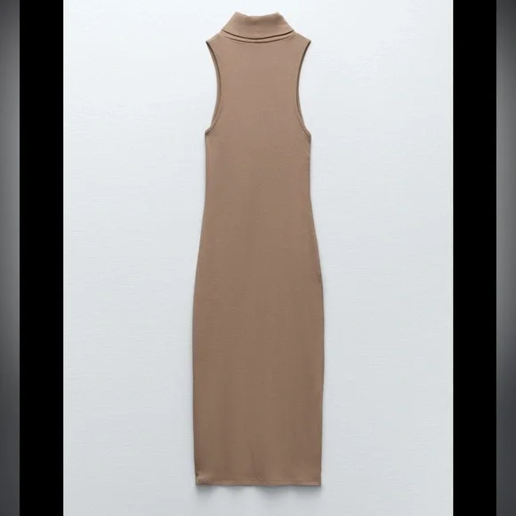 Zara HIGH COLLAR RIB DRESS in LARGE - Picture 6 of 7